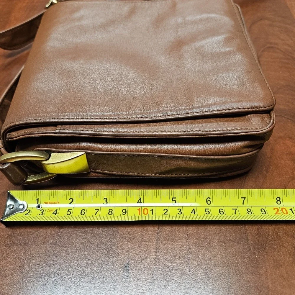VTG 90s Valerie Stevens Brown Genuine Leather Crossbody Bag Minimalist Purse‎